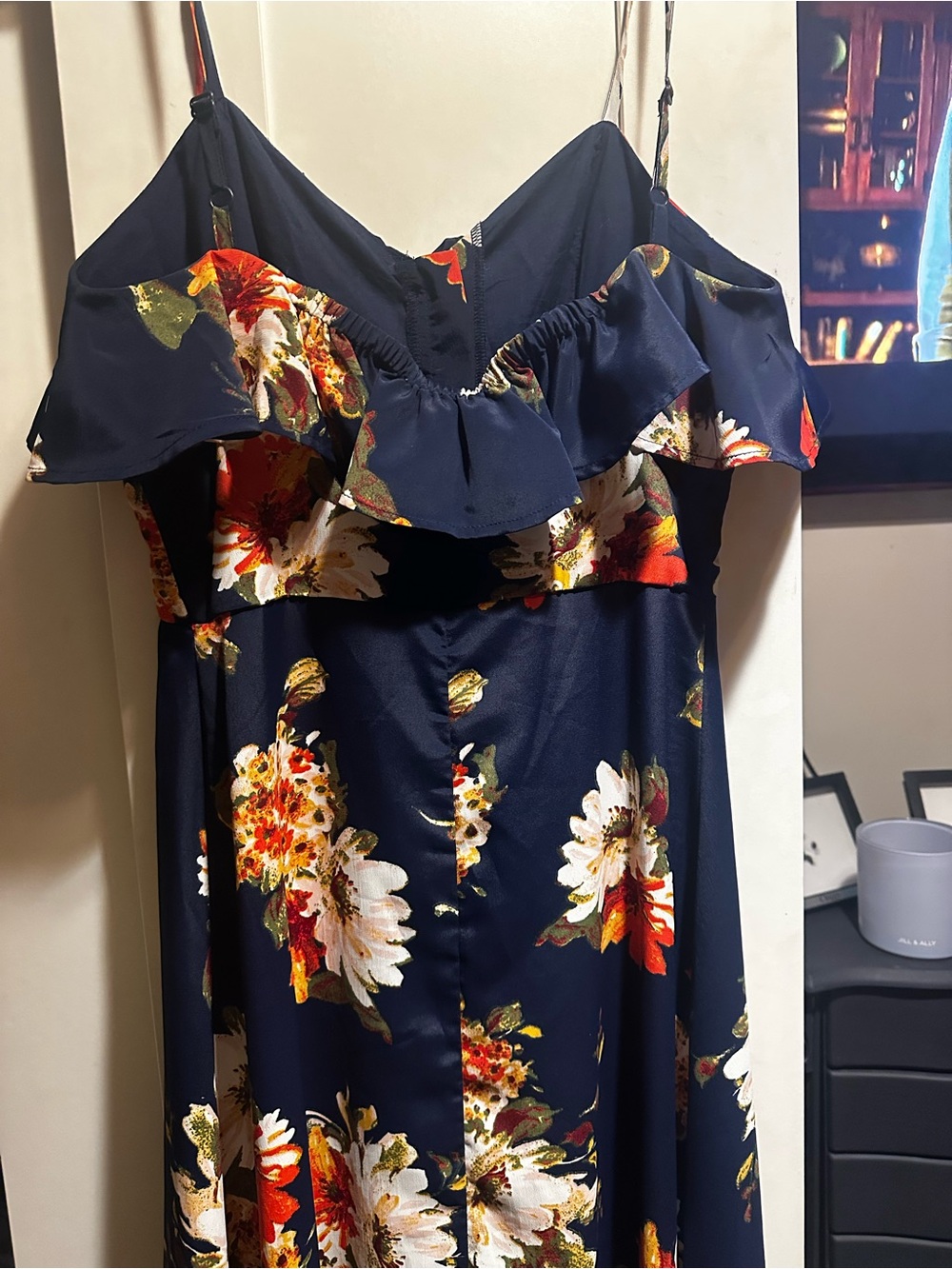 NWOT Band Of Gypsies Floral Ruffle Strap Maxi Dress - Picture 6 of 12